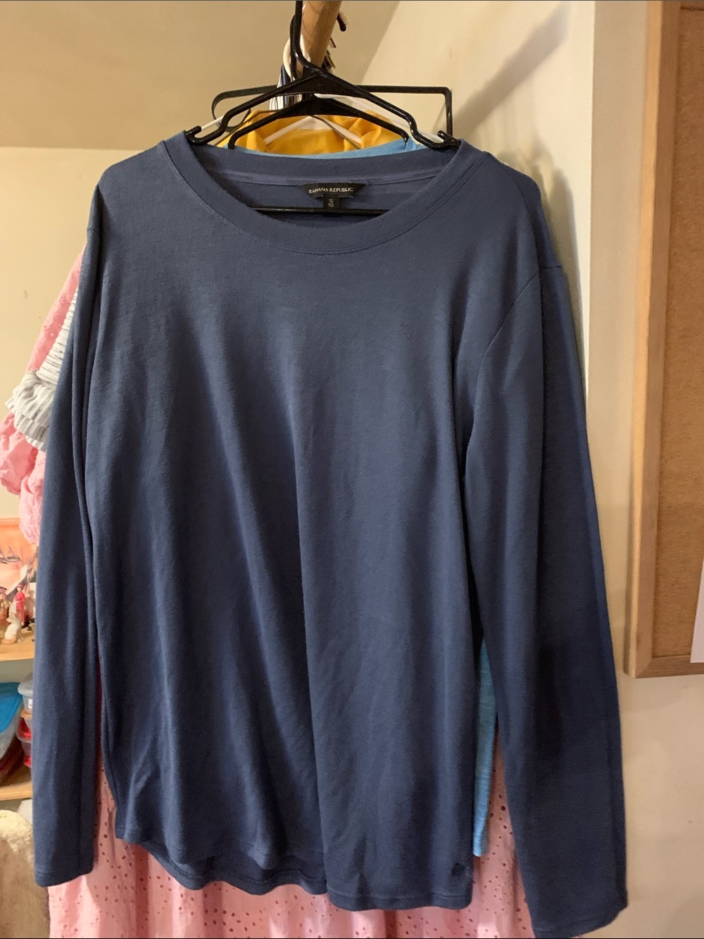 Banana Republic Men's Long Sleeve Crewneck Tee - Deep Blue XL
